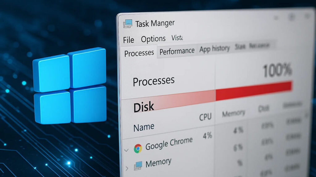 Gerenciador de Tarefas Mostra Disco 100% de Uso