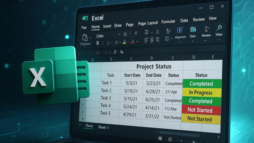 Como Colocar Automaticamente o Status “Em Andamento” em Vermelho e “Concluído” em Verde no Excel