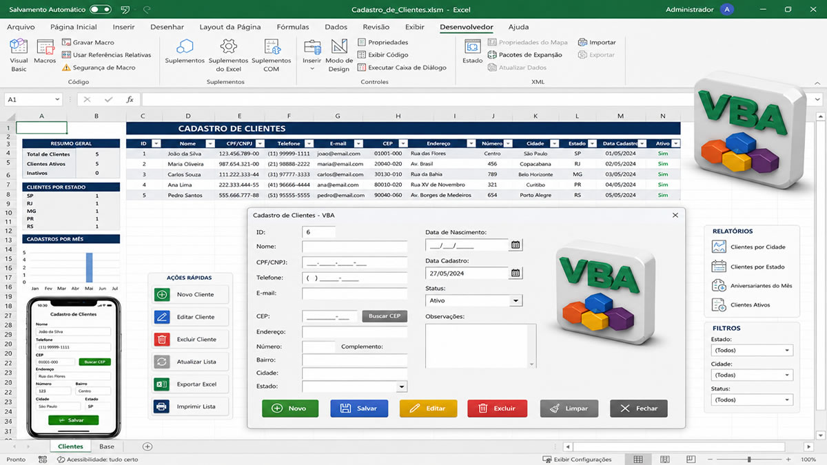 Como Construir uma Planilha de Cadastro de Clientes no Excel com VBA